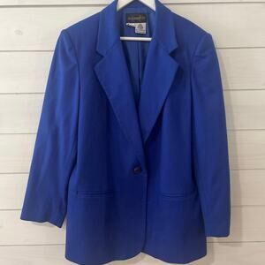Requirements Womens Blue Wool Blazer Size 14